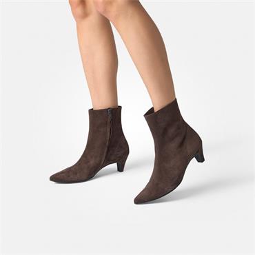 Paul Green Mid Heel Ankle Boot - Brown Suede